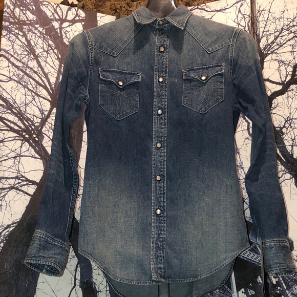 Double Rl Ralph Lauren Mens Denim Shirt 